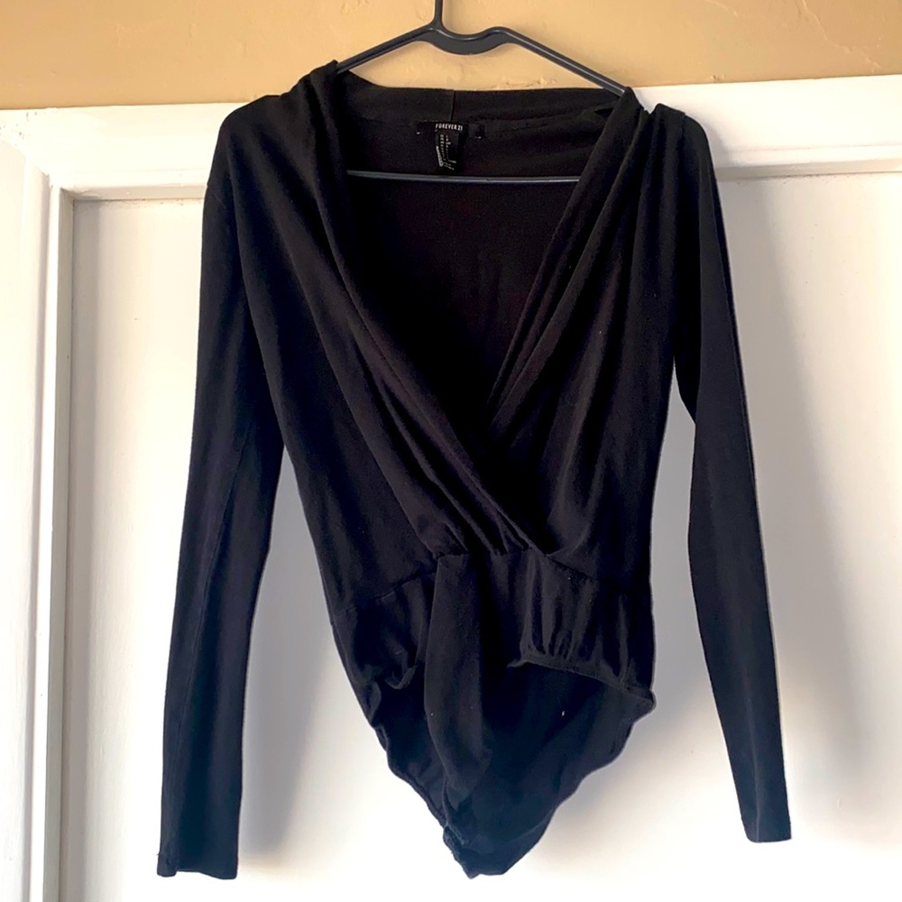 Black deep cut bodysuit